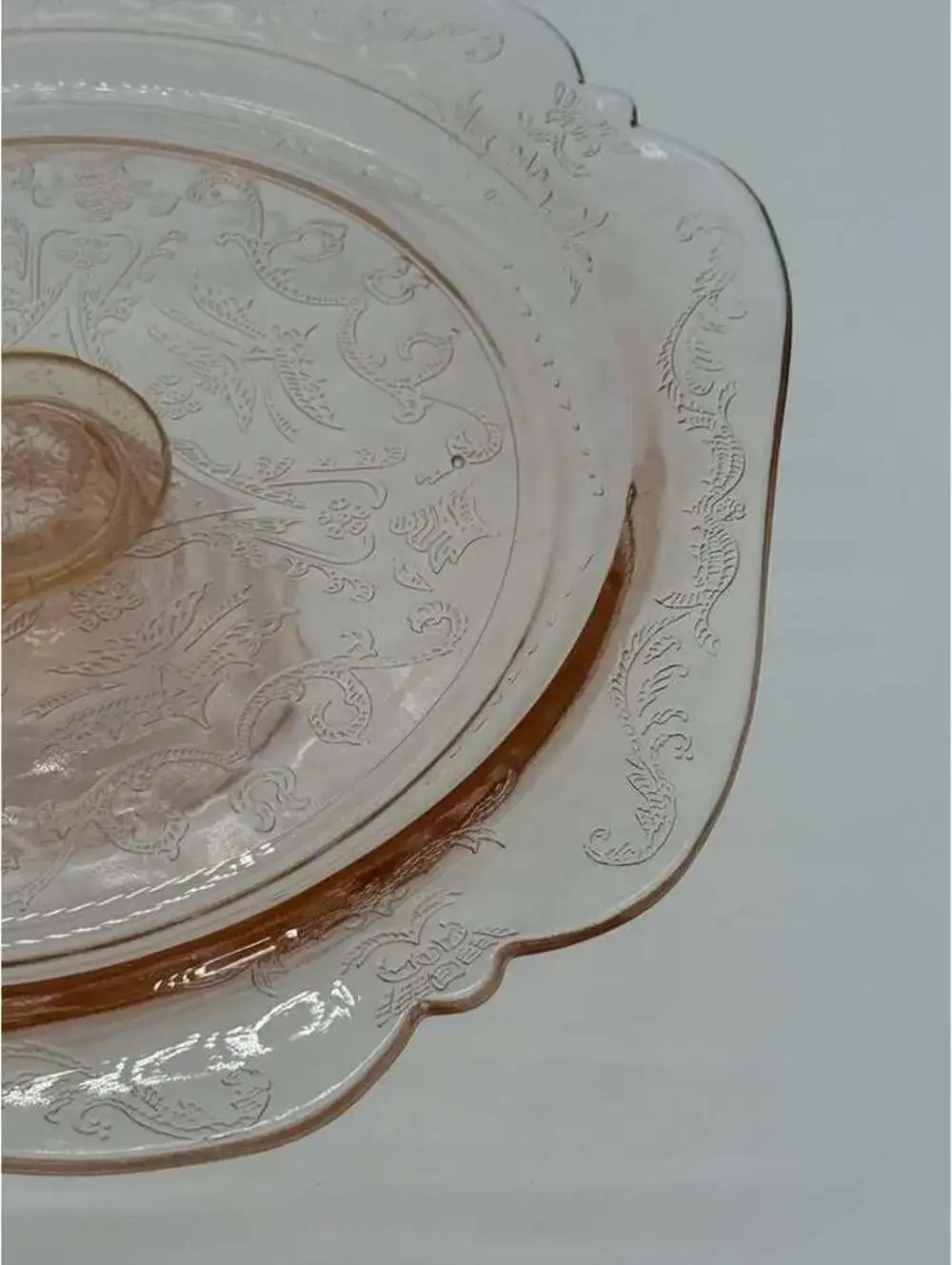 Vintage Indiana Glass Recollection Pink Madrid Footed Cake Plate Cake Stand